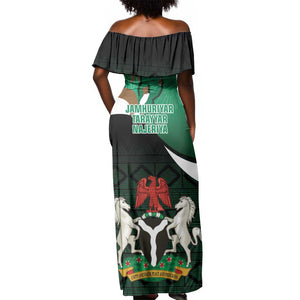 Nigeria Independence Day Off Shoulder Maxi Dress Happy 64 Years Of Anniversary African Pattern