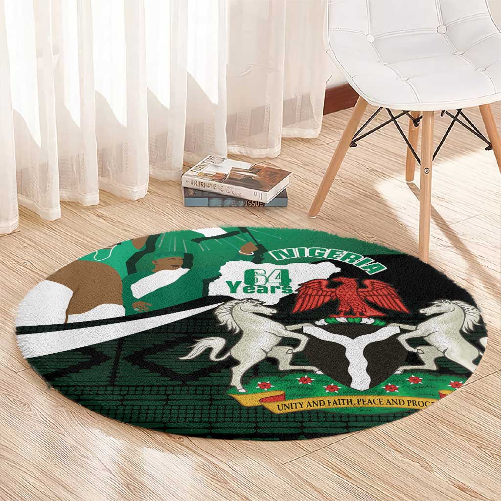 Nigeria Independence Day Round Carpet Happy 64 Years Of Anniversary African Pattern