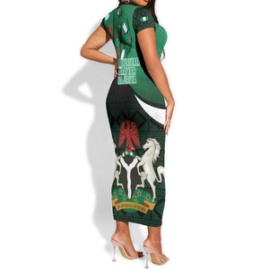 Nigeria Independence Day Short Sleeve Bodycon Dress Happy 64 Years Of Anniversary African Pattern LT14