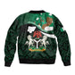 Nigeria Independence Day Sleeve Zip Bomber Jacket Happy 64 Years Of Anniversary African Pattern