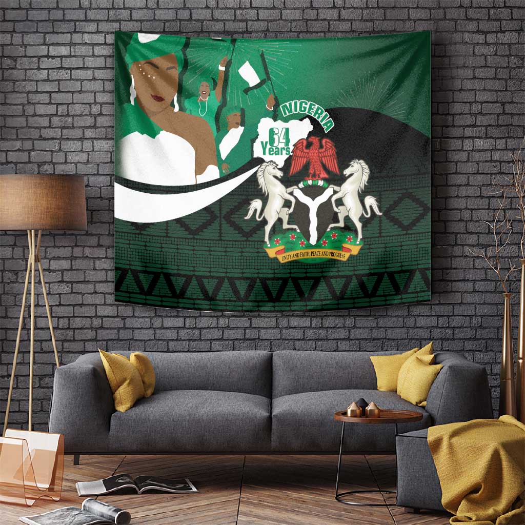 Nigeria Independence Day Tapestry Happy 64 Years Of Anniversary African Pattern
