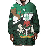 Nigeria Independence Day Wearable Blanket Hoodie Happy 64 Years Of Anniversary African Pattern