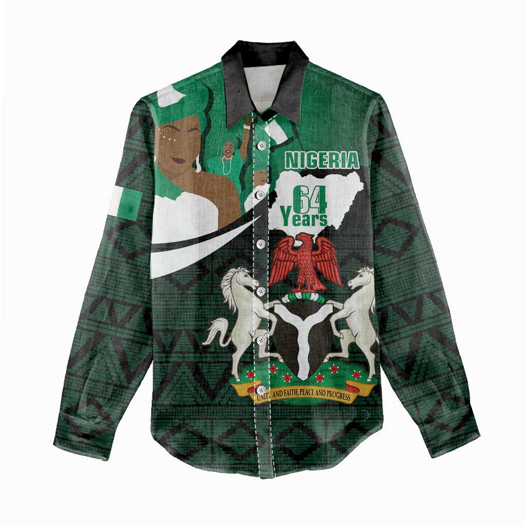 Nigeria Independence Day Women Casual Shirt Happy 64 Years Of Anniversary African Pattern LT14