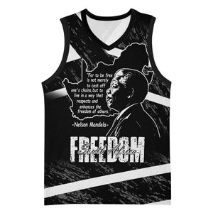 South Africa Freedom Day Basketball Jersey Nelson Mandela With Map - African Pride