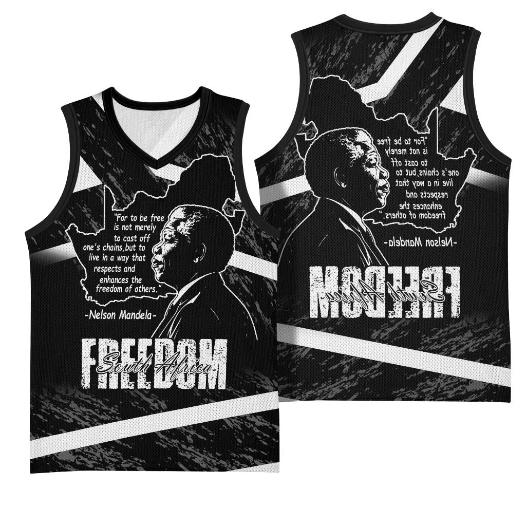 South Africa Freedom Day Basketball Jersey Nelson Mandela With Map - African Pride