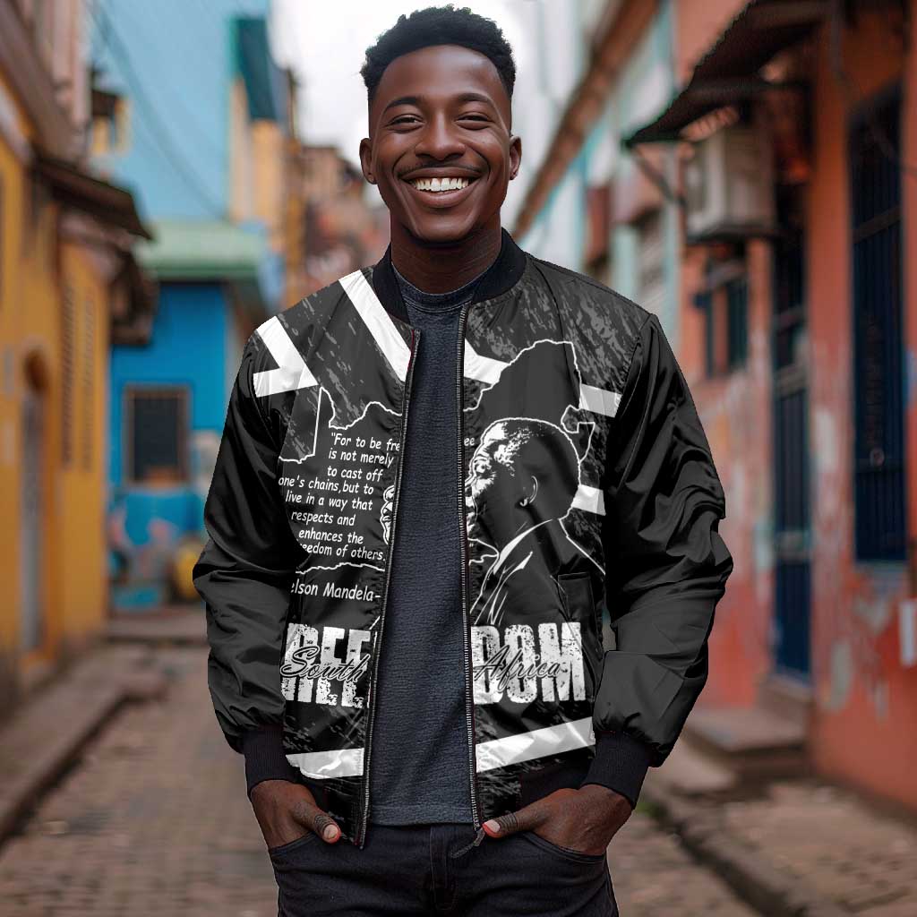 South Africa Freedom Day Bomber Jacket Nelson Mandela With Map