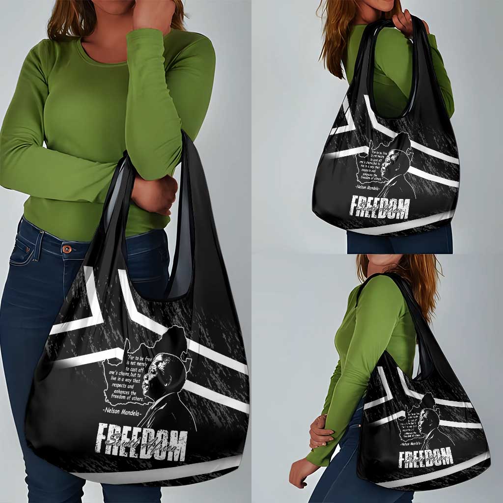 South Africa Freedom Day Grocery Bag Nelson Mandela With Map