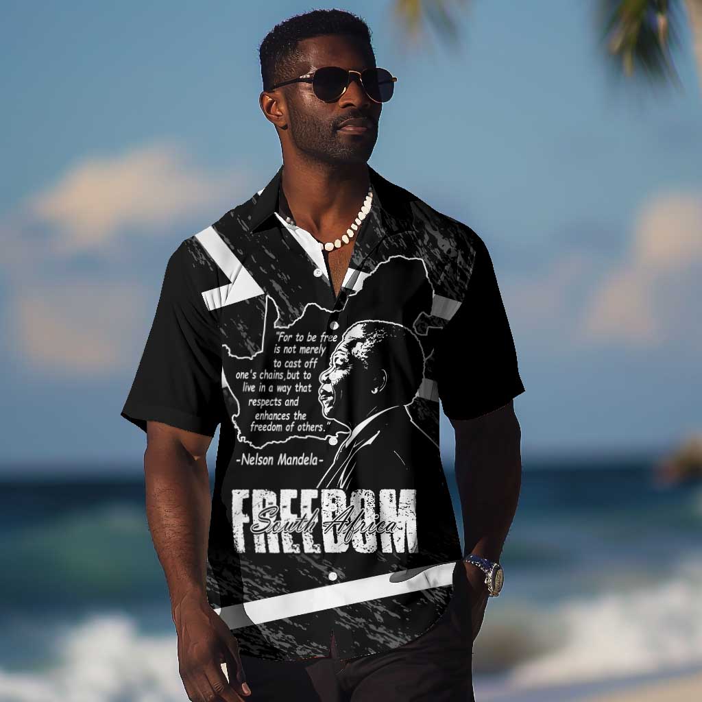 South Africa Freedom Day Hawaiian Shirt Nelson Mandela With Map