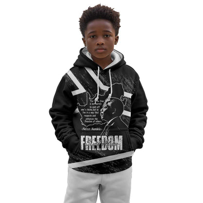 South Africa Freedom Day Kid Hoodie Nelson Mandela With Map