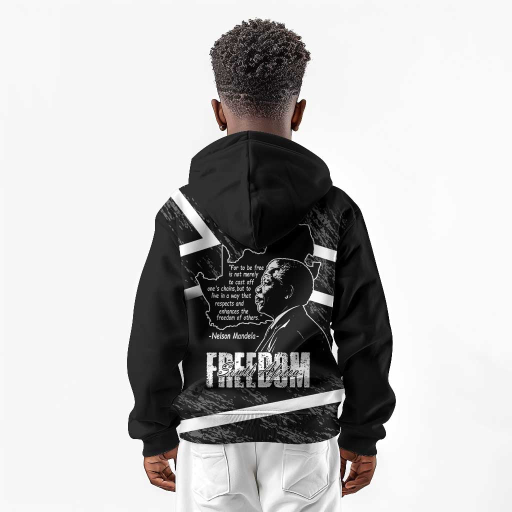 South Africa Freedom Day Kid Hoodie Nelson Mandela With Map