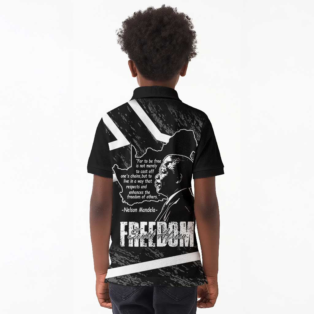 South Africa Freedom Day Kid Polo Shirt Nelson Mandela With Map