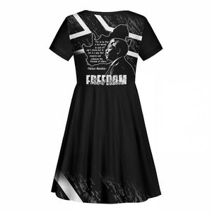 South Africa Freedom Day Kid Short Sleeve Dress Nelson Mandela With Map