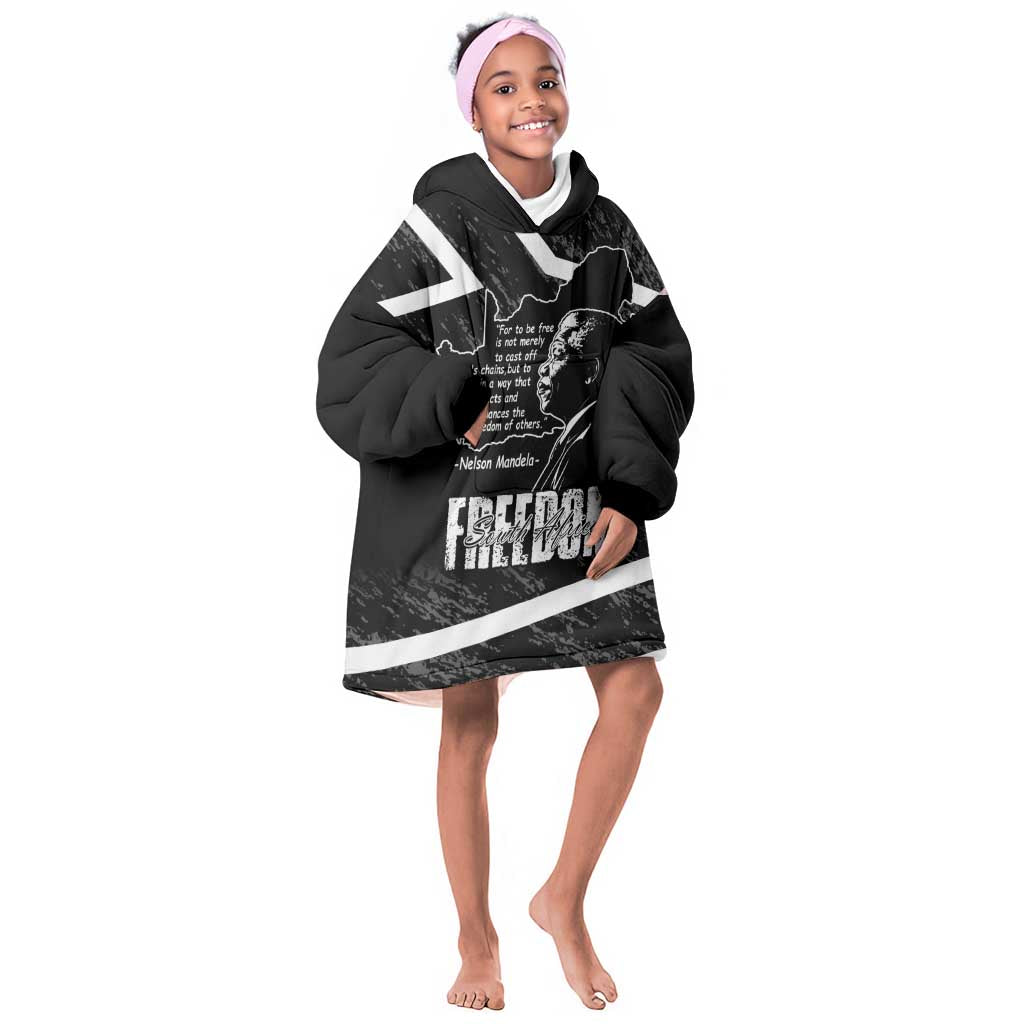 South Africa Freedom Day Kid Wearable Blanket Hoodie Nelson Mandela With Map