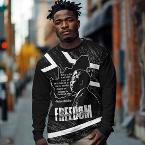 South Africa Freedom Day Long Sleeve Shirt Nelson Mandela With Map