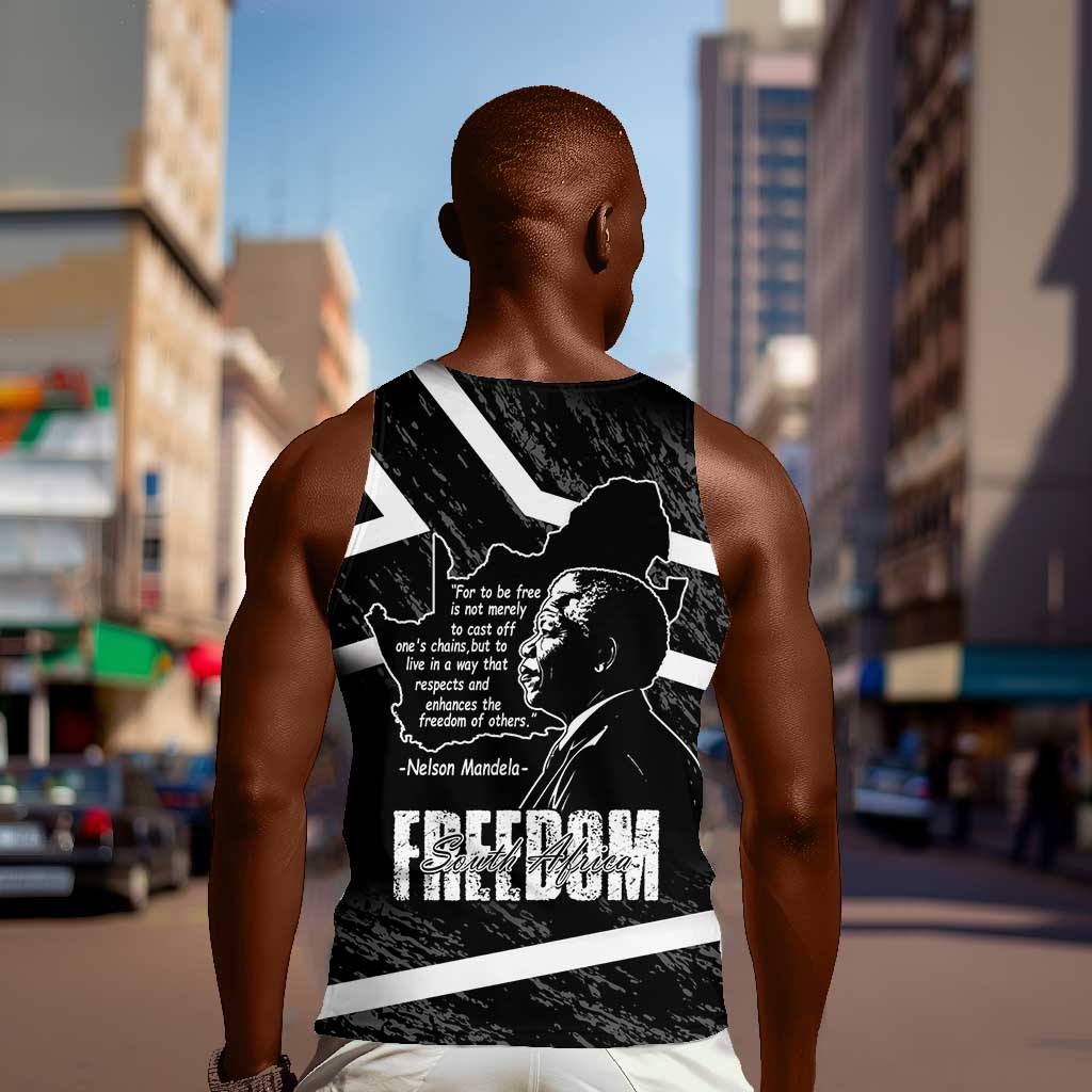 South Africa Freedom Day Men Tank Top Nelson Mandela With Map