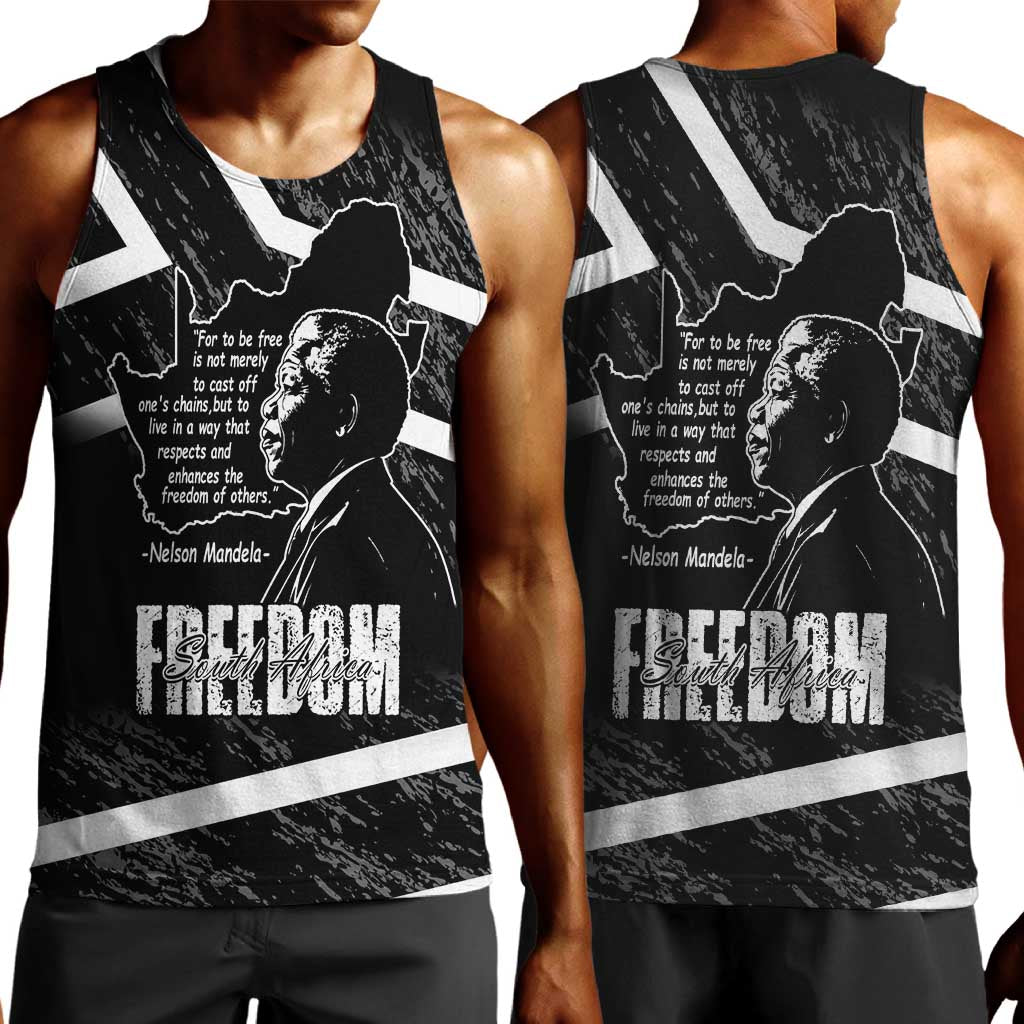 South Africa Freedom Day Men Tank Top Nelson Mandela With Map