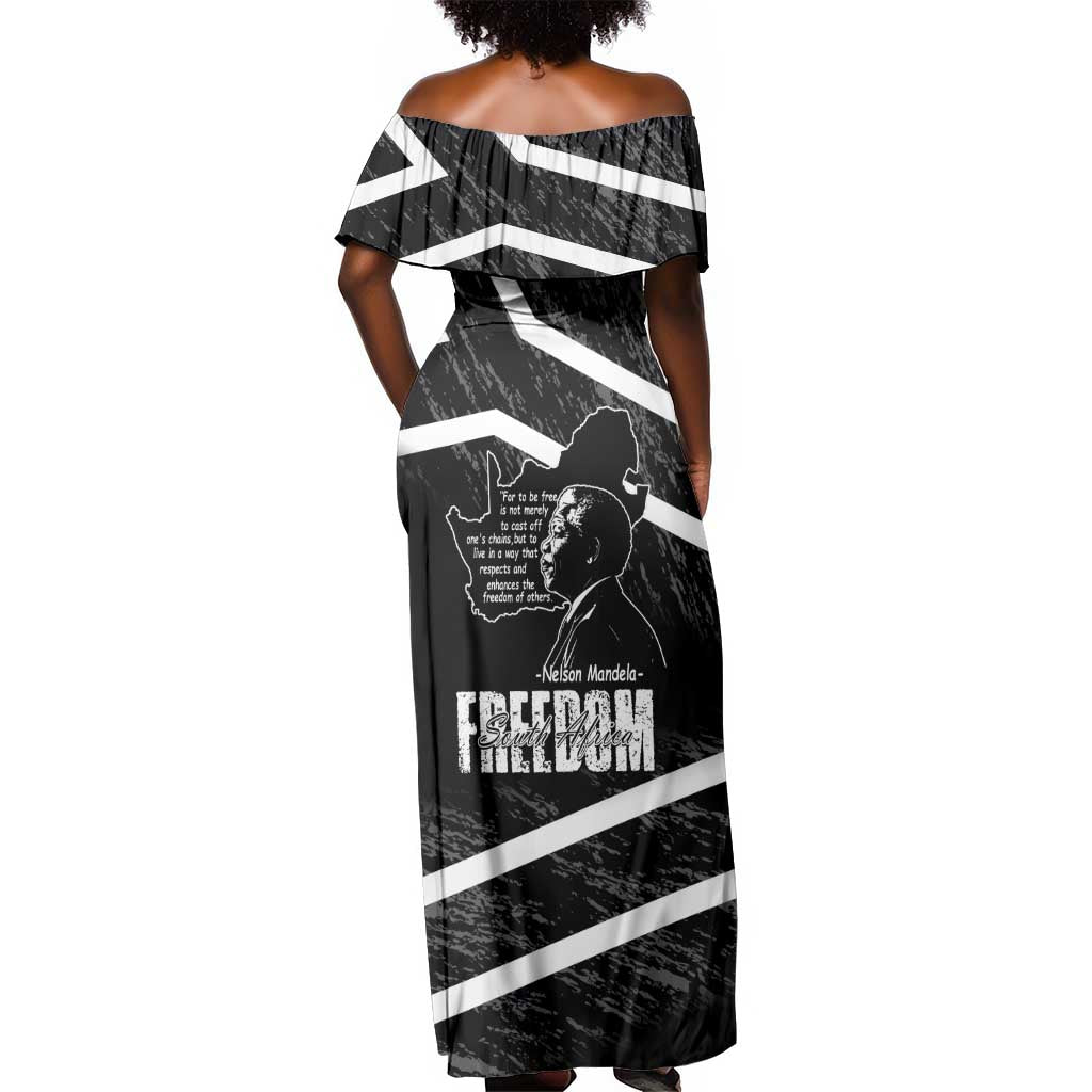 South Africa Freedom Day Off Shoulder Maxi Dress Nelson Mandela With Map