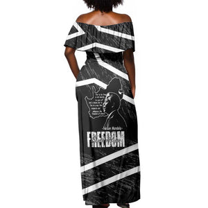 South Africa Freedom Day Off Shoulder Maxi Dress Nelson Mandela With Map