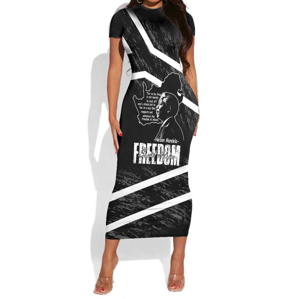 South Africa Freedom Day Short Sleeve Bodycon Dress Nelson Mandela With Map LT14