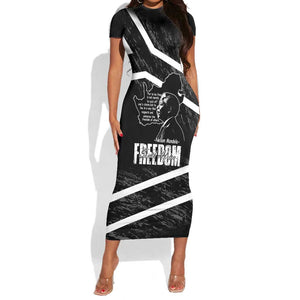 South Africa Freedom Day Short Sleeve Bodycon Dress Nelson Mandela With Map LT14
