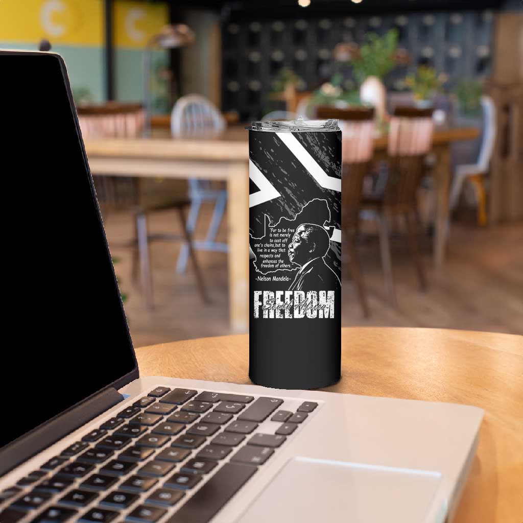 South Africa Freedom Day Skinny Tumbler Nelson Mandela With Map