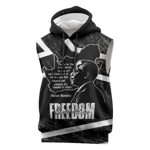 South Africa Freedom Day Sleeveless Hoodie Nelson Mandela With Map - African Pride