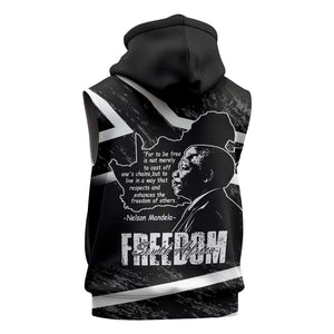 South Africa Freedom Day Sleeveless Hoodie Nelson Mandela With Map - African Pride