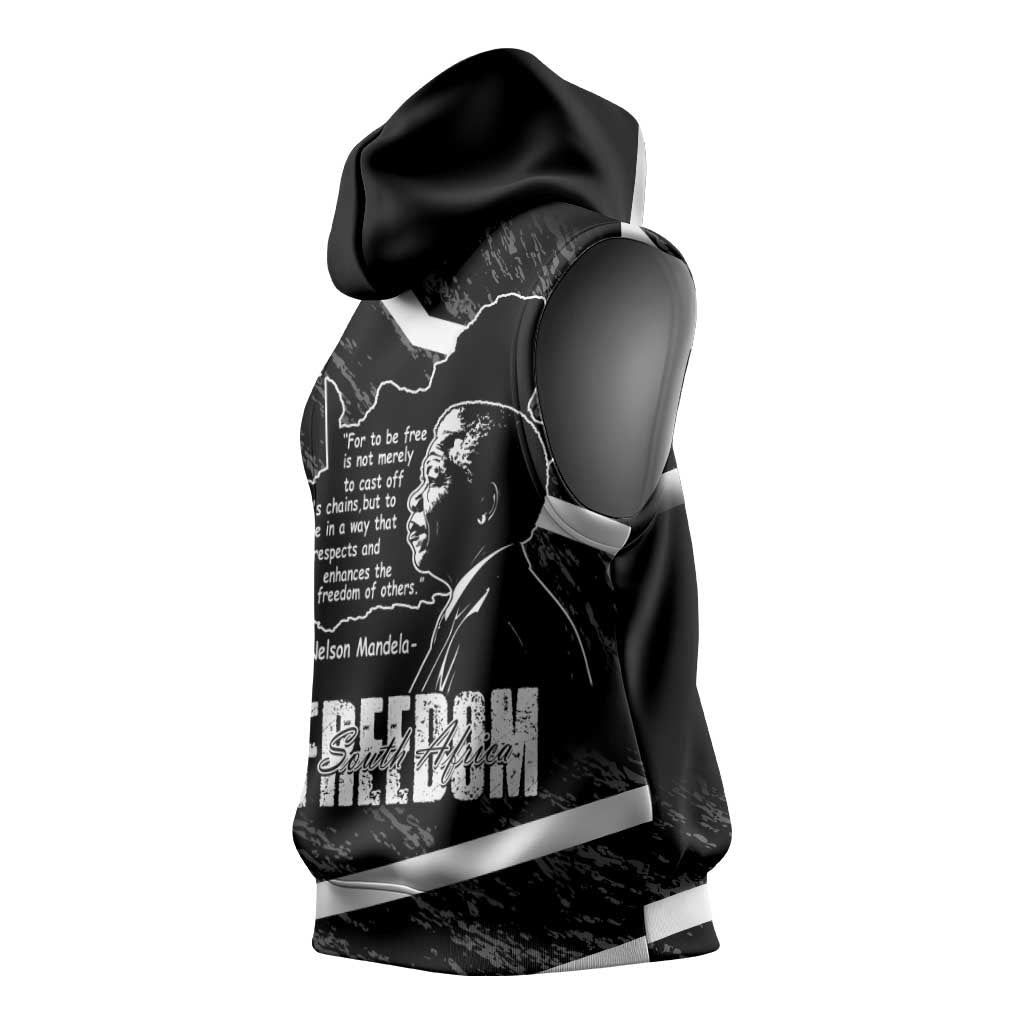 South Africa Freedom Day Sleeveless Hoodie Nelson Mandela With Map - African Pride
