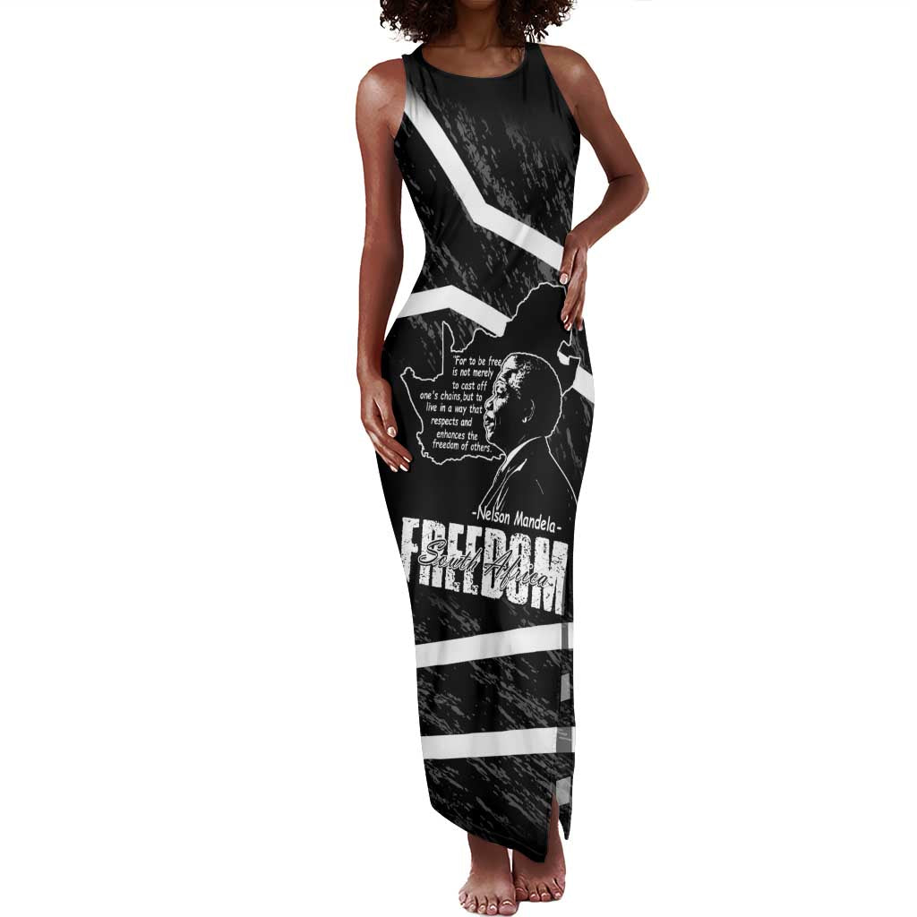 South Africa Freedom Day Tank Maxi Dress Nelson Mandela With Map