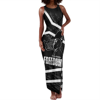 South Africa Freedom Day Tank Maxi Dress Nelson Mandela With Map