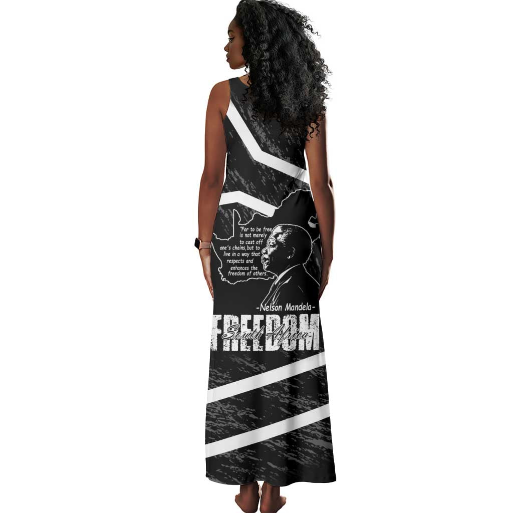 South Africa Freedom Day Tank Maxi Dress Nelson Mandela With Map