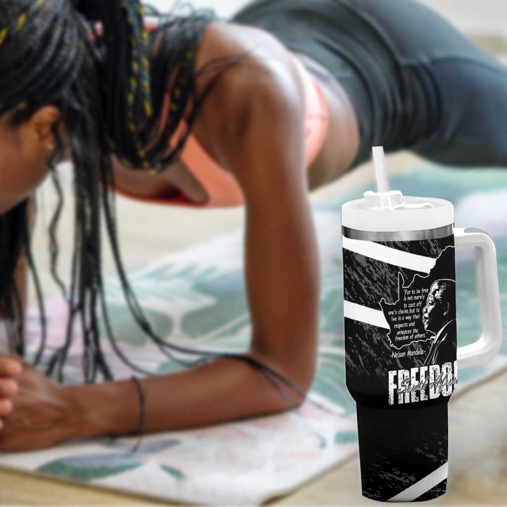 South Africa Freedom Day Tumbler With Handle Nelson Mandela With Map
