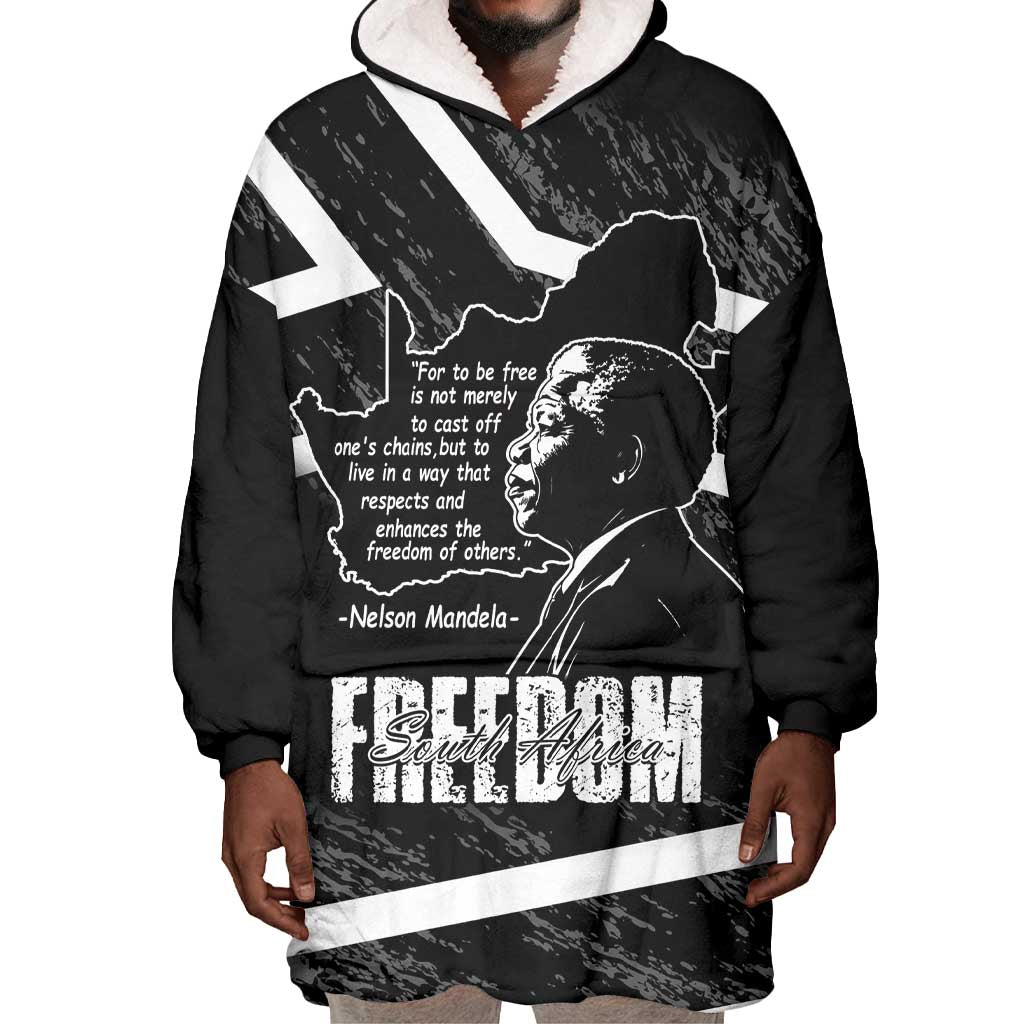 South Africa Freedom Day Wearable Blanket Hoodie Nelson Mandela With Map