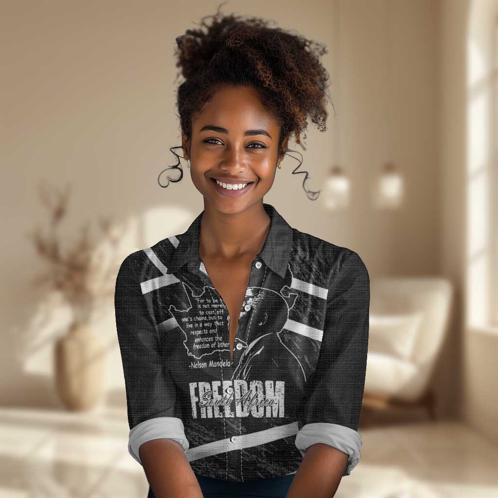 South Africa Freedom Day Women Casual Shirt Nelson Mandela With Map