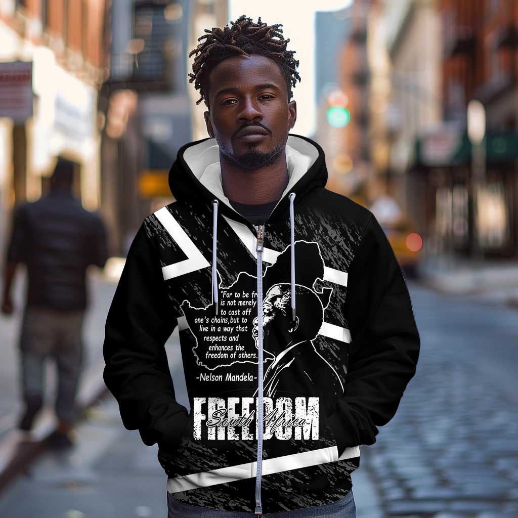 South Africa Freedom Day Zip Hoodie Nelson Mandela With Map