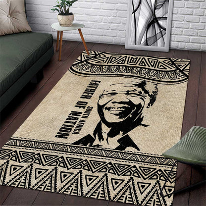 South Africa Nelson Mandela - Father Of Nation Area Rug Vintage African Pattern