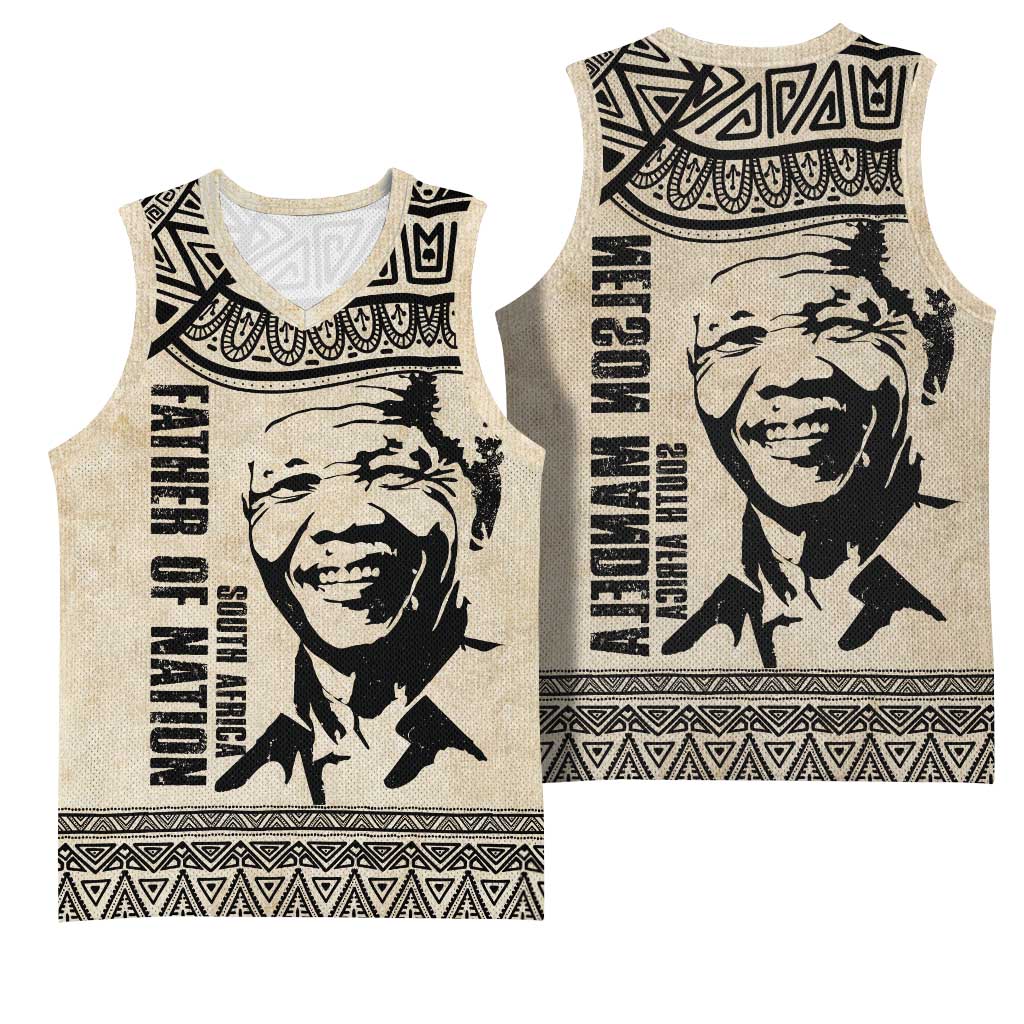 South Africa Nelson Mandela - Father Of Nation Basketball Jersey Vintage African Pattern - African Pride
