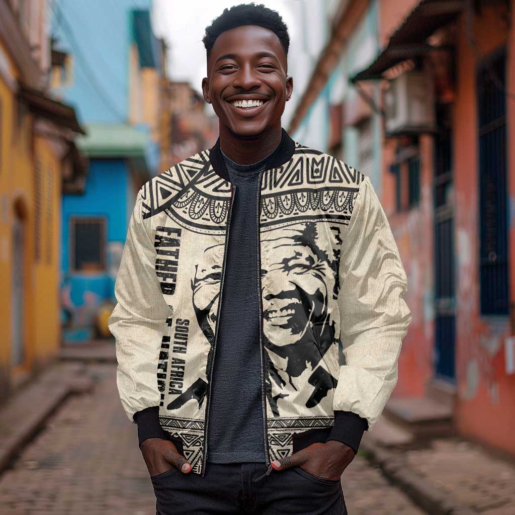 South Africa Nelson Mandela - Father Of Nation Bomber Jacket Vintage African Pattern