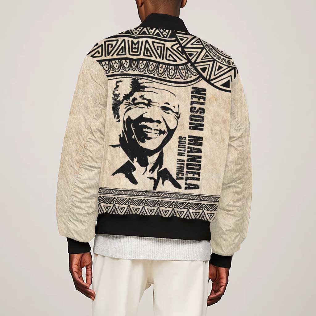 South Africa Nelson Mandela - Father Of Nation Bomber Jacket Vintage African Pattern