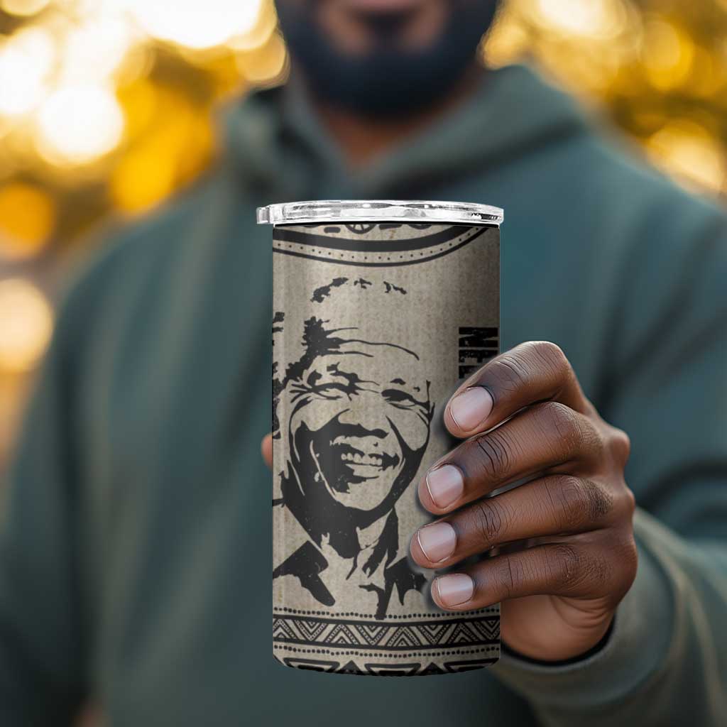 South Africa Nelson Mandela - Father Of Nation 4 in 1 Can Cooler Tumbler Vintage African Pattern