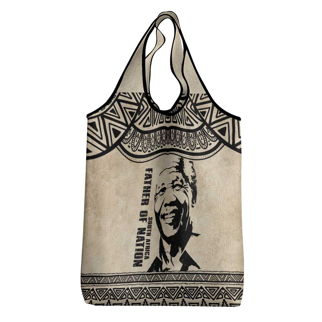 South Africa Nelson Mandela - Father Of Nation Grocery Bag Vintage African Pattern