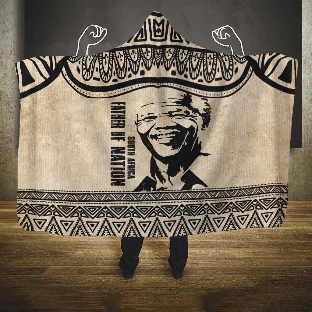 South Africa Nelson Mandela - Father Of Nation Hooded Blanket Vintage African Pattern