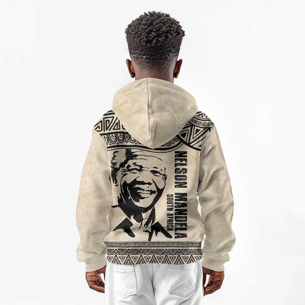 South Africa Nelson Mandela - Father Of Nation Kid Hoodie Vintage African Pattern
