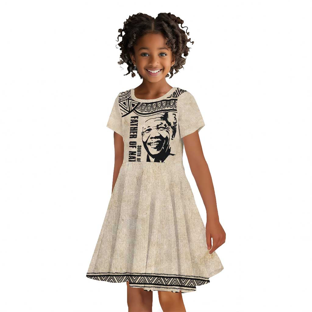 South Africa Nelson Mandela - Father Of Nation Kid Short Sleeve Dress Vintage African Pattern
