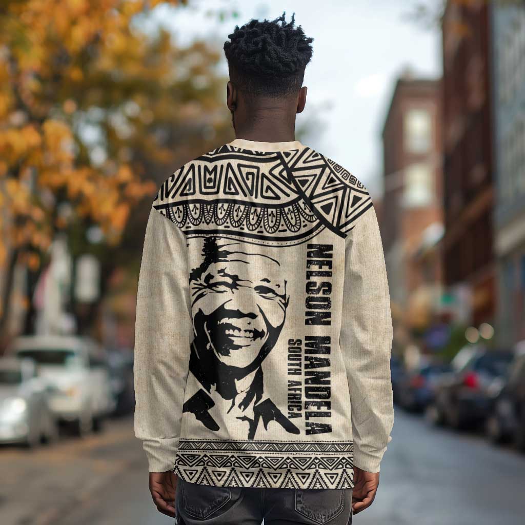South Africa Nelson Mandela - Father Of Nation Long Sleeve Shirt Vintage African Pattern
