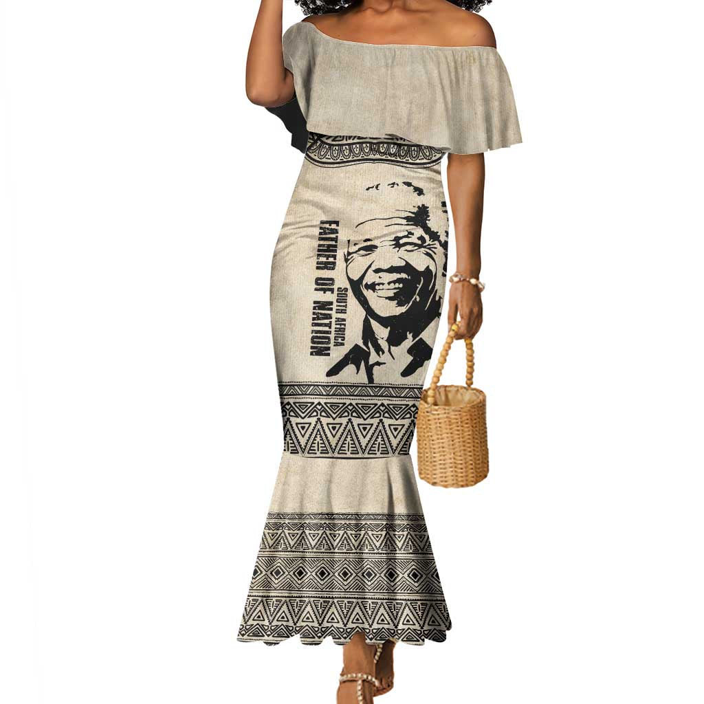 South Africa Nelson Mandela - Father Of Nation Mermaid Dress Vintage African Pattern