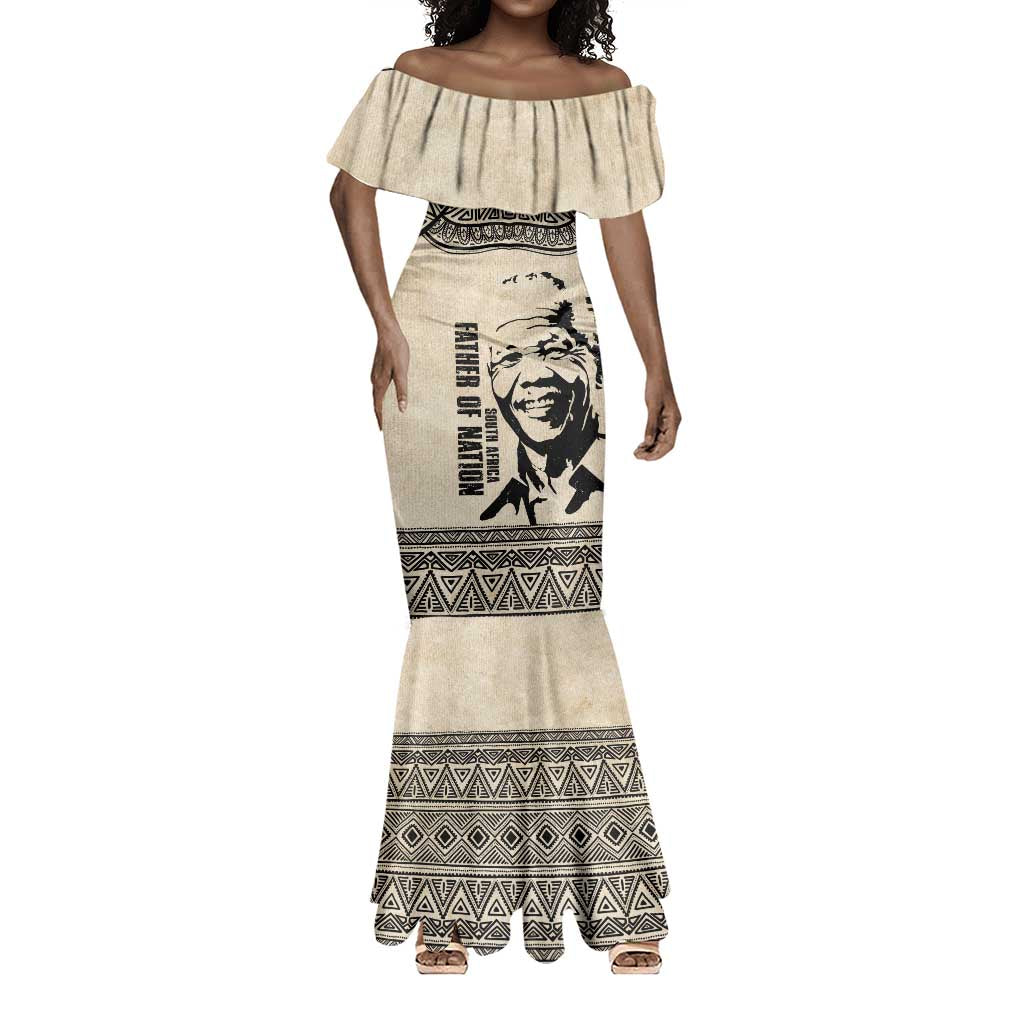 South Africa Nelson Mandela - Father Of Nation Mermaid Dress Vintage African Pattern