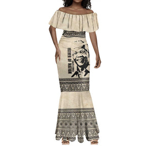 South Africa Nelson Mandela - Father Of Nation Mermaid Dress Vintage African Pattern