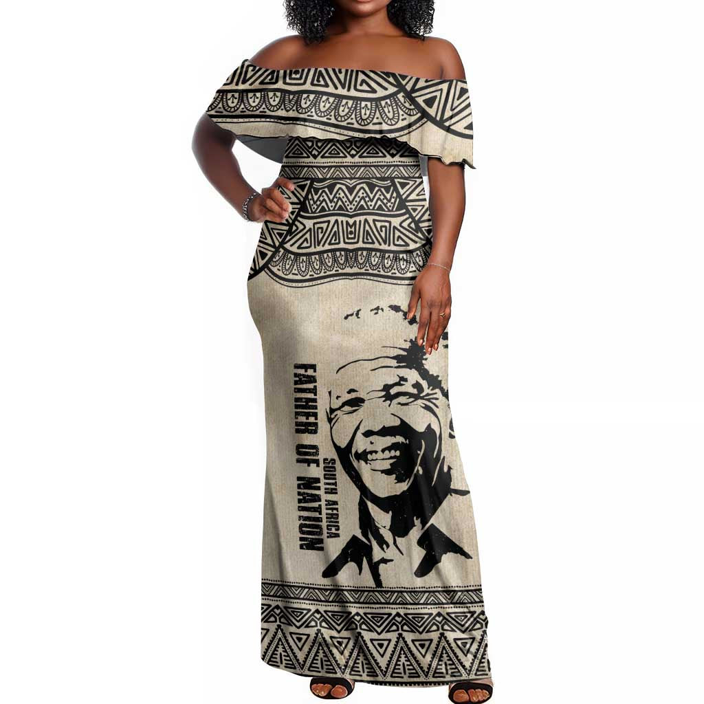 South Africa Nelson Mandela - Father Of Nation Off Shoulder Maxi Dress Vintage African Pattern