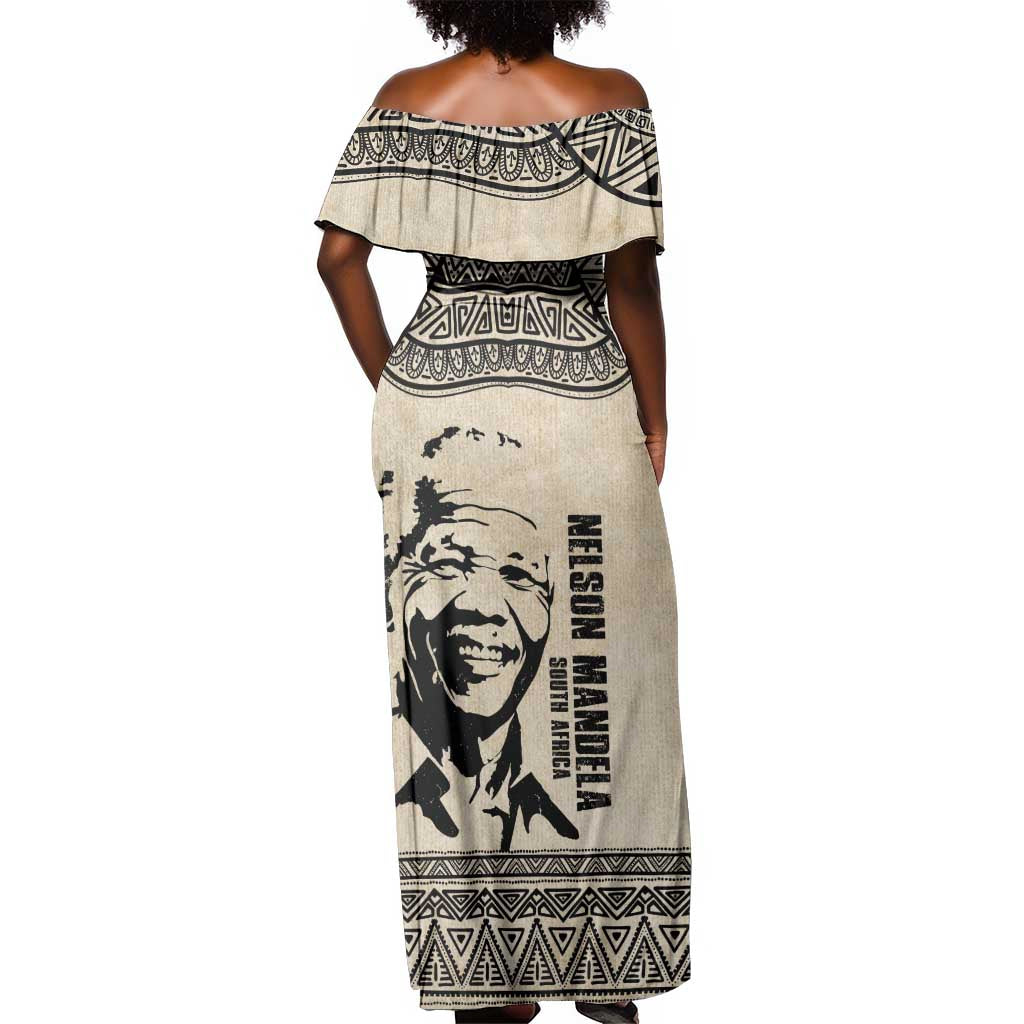 South Africa Nelson Mandela - Father Of Nation Off Shoulder Maxi Dress Vintage African Pattern